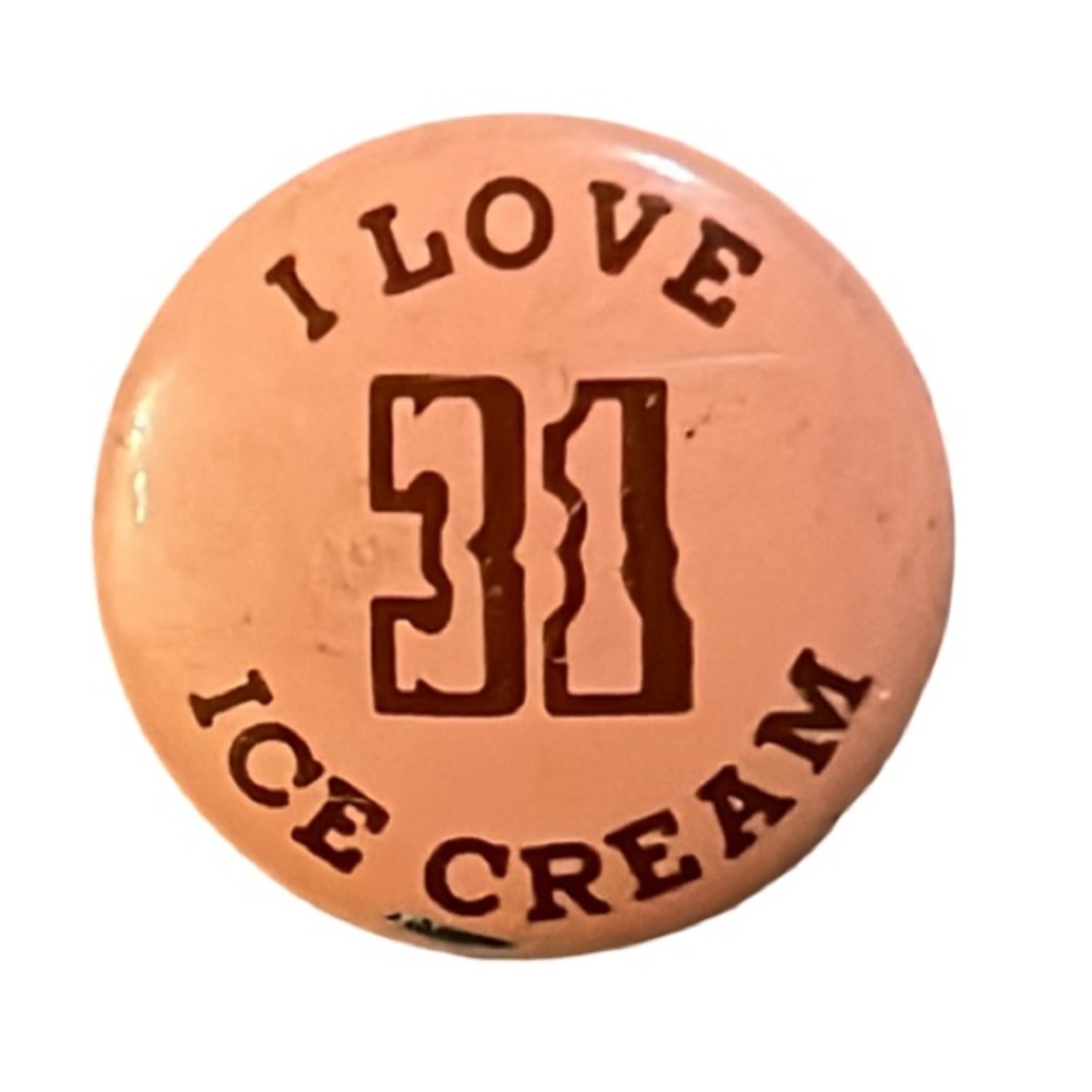 Vintage 31 Flavors Pink Ice Cream Mini Retro Button Pin